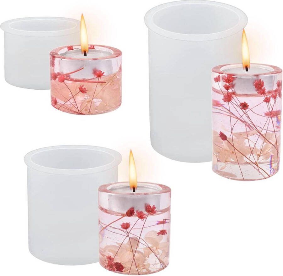 3-delige kaarsvormen gieten kaarsvormen siliconen 3 size epoxy hars vormen kaarshouder DIY aromatherapie kaarsen Fabricage benodigdheden epoxy starterspakket