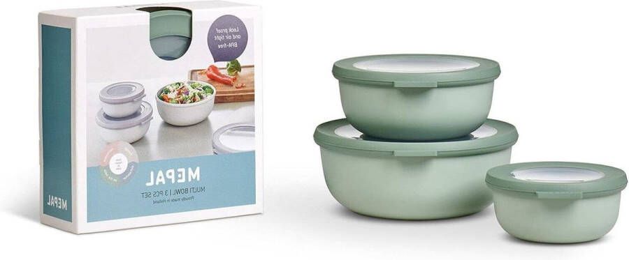 3-delige Multikom Cirqula set 350ml 750ml 1250ml Nordic sage diepvriesdozen