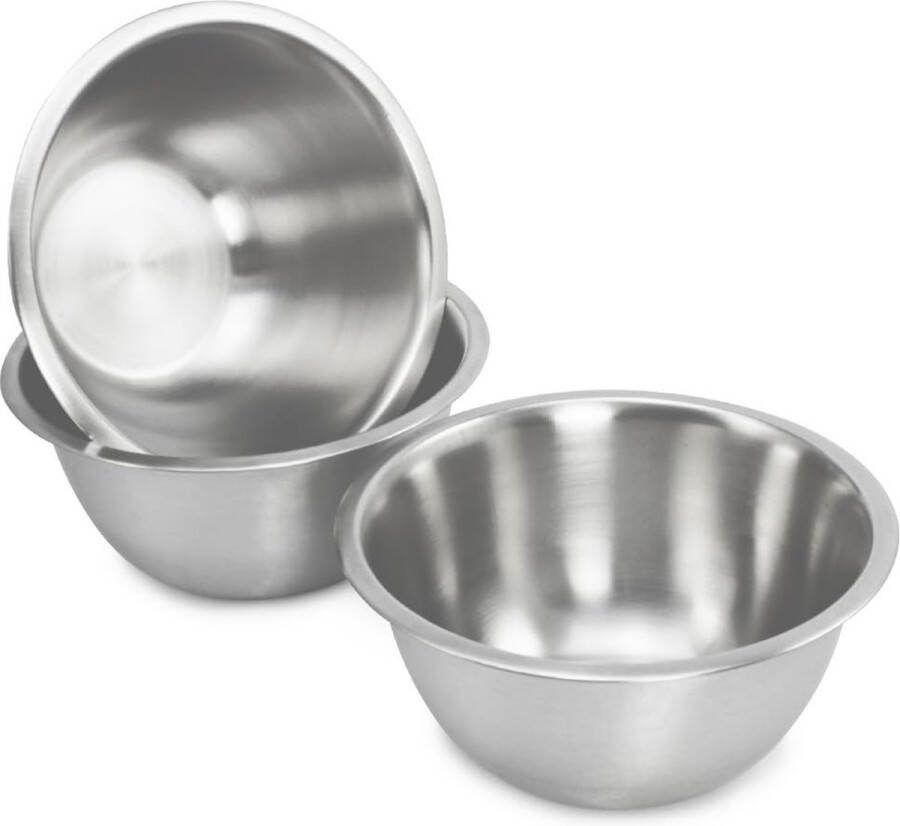 3-delige roestvrijstalen kommenset slakom frietkom mengkom serveerkom decoratieve kom (03 stuks 20 cm)