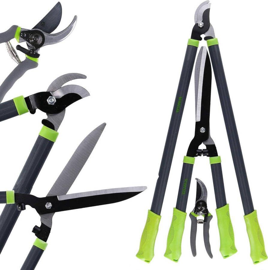 3-delige set bypass snoeischaren vormsnoeien heggen bomen struiken 67 cm takkenschaar 52 cm heggenschaar 19 cm wijnschaar