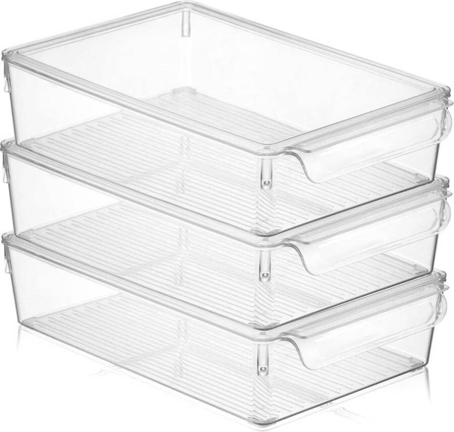 3-delige set Koelkastorganizer met deksel Transparante opslag voor worst groenten Bewaardoos voor het vers houden Geurdicht 20 x 325 x 7 cm