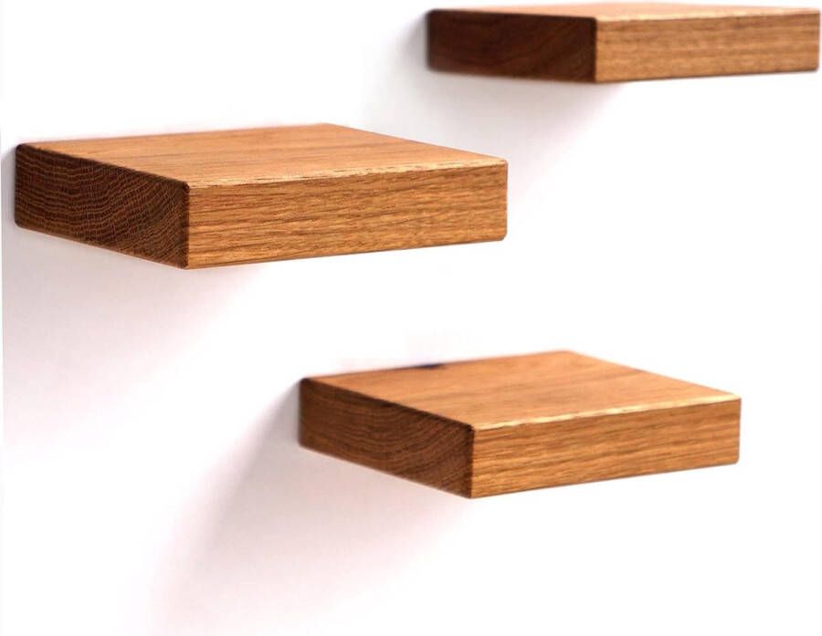 3-delige set wandplanken kleine natuurlijke houten zwevende planken moderne decoratie handgemaakte planken van massief eiken minimalistische multifunctionele plantenrekken