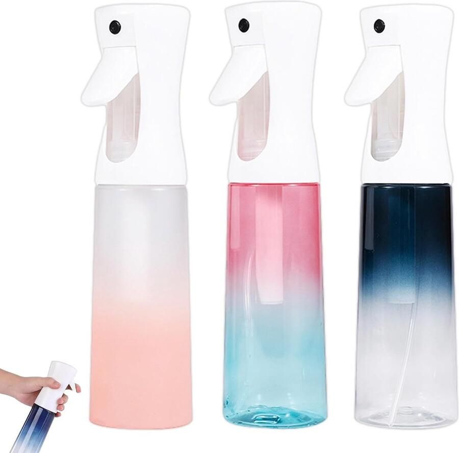 3-delige spuitflessenset continue fijne spuitfles 300 ml herbruikbare spuitwaterfles spuitnevel verstuiver voor huisreiniging kapper tuinieren bloemen plantenspuit
