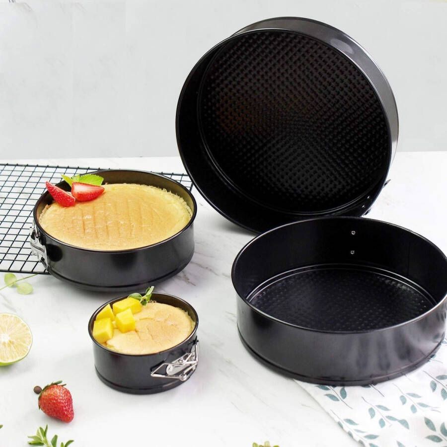 3-delige Taartvormset Voorkomen Plakken Ronde Springvorm Met Verwijderbare Bodem Lekvrij Bakgereedschap Voor Cheesecake Pizza Brood 18 20 22 Springvorm