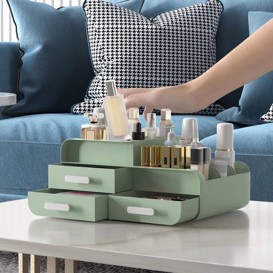 3-etages make-up organizer voor badkamer cosmetica en huidverzorging opslag groen