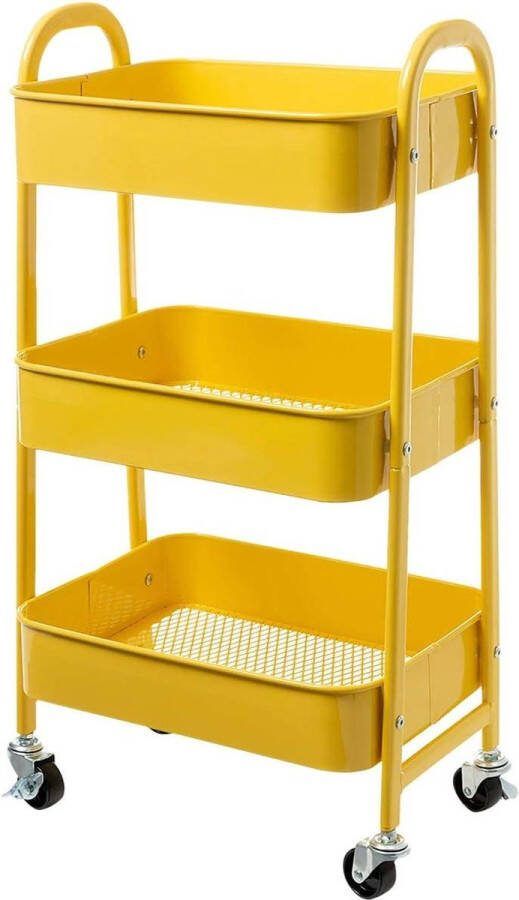 3-etages Metaal Utility Cart Rolwagen Opbergwagen met Wielen Keuken Badkamer Organizer