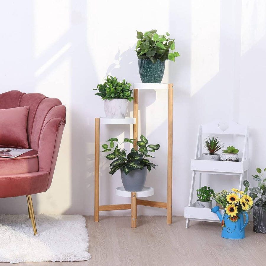 3 gelaagde plantenstandaard bamboe plantenladder plank bloemstandaard indoor hoge plantenstandaard display rack voor binnen buiten terras tuin