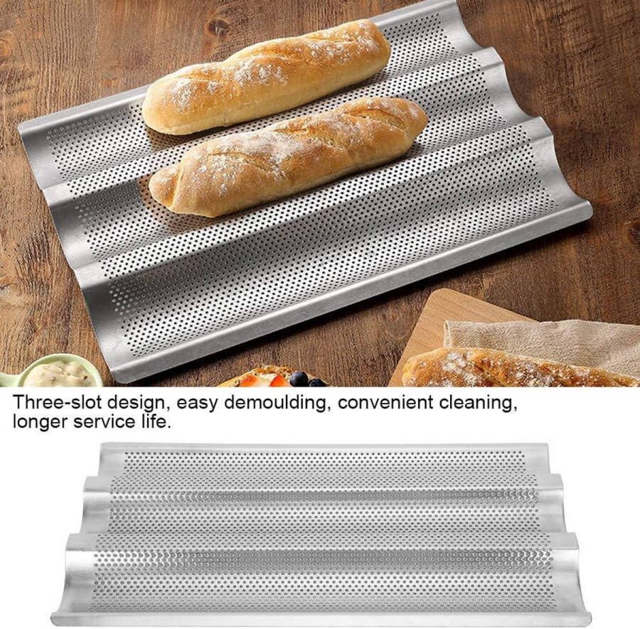 3 Groeven Zilveren Roestvrijstalen Baguette Mal Frans Brood Bakplaat Pan Keuken Bakken Tool