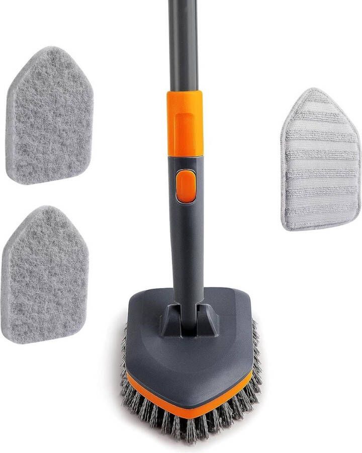 3-in-1 borstel met effect schrobdoekpad en microvezeldoekpad 142 cm lange badkamerreinigingsborstel reinigen van badkamer toilet balkon Afwasborstel