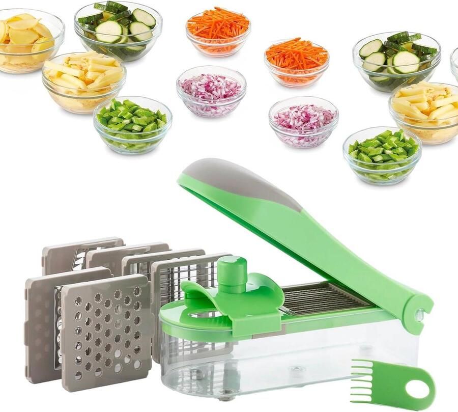 3-in-1 handmatige groentesnijder mandoline rasp met 7 snijopties recepten en accessoires reiniging 275 x 85 x 115 cm van ABS en roestvrij staal