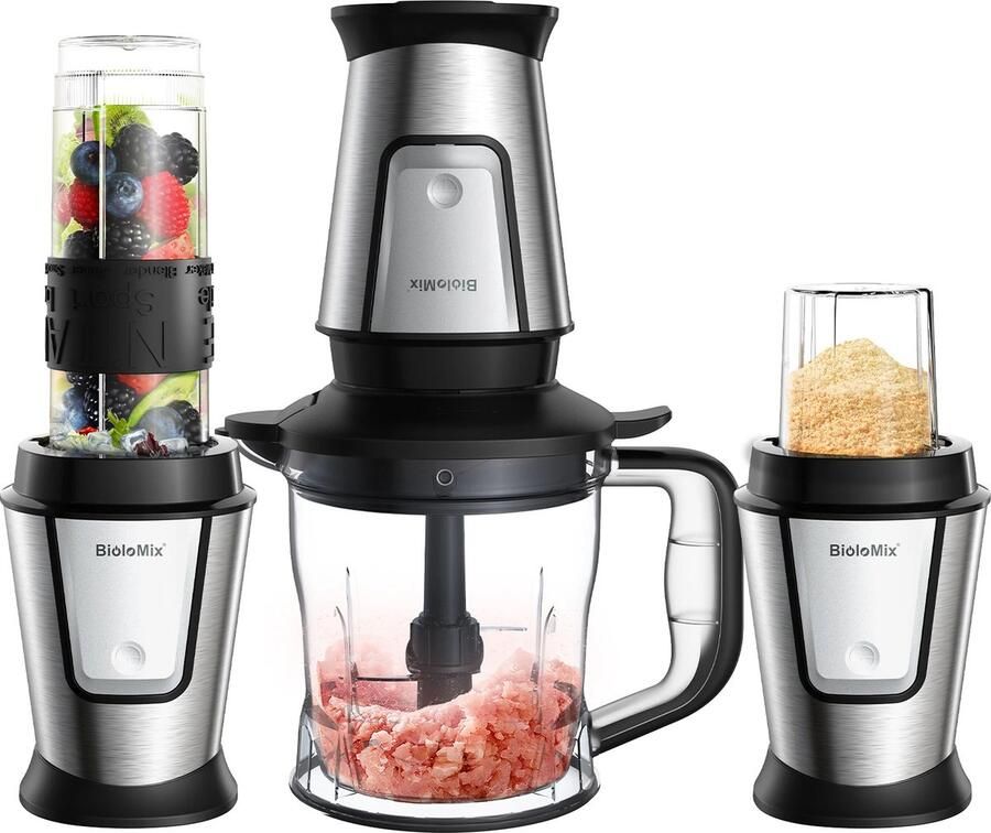 3 In 1 Keukenmachine Keukenrobot 700W Foodprocessor Met Blender chopper multifunctioneel Zwart