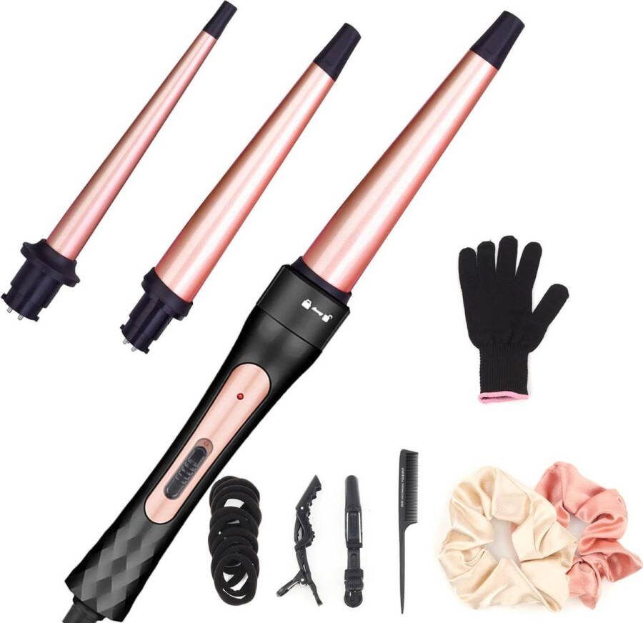 3-in-1 Krultangen set Grote en kleine krulset met accessoires Keramische coating