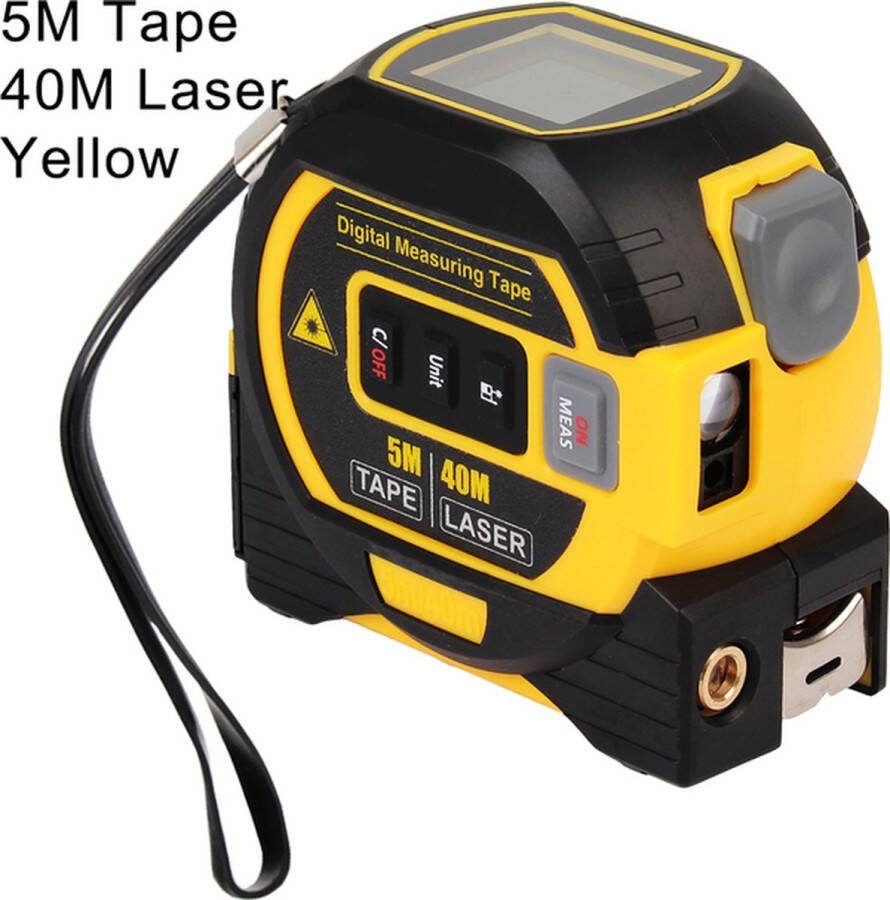3 In 1 Laser Afstandsmeter 5M Meetlint 40M Lasermeter Met Display Inclusief 2x AAA Batterijen Voor Klussen Bouw Aannemer Hobby Verbouwen Meten Geel