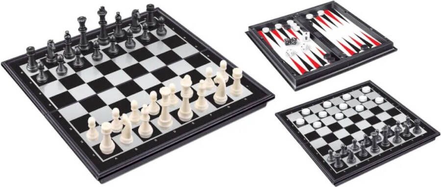 3-in-1 magneetspel Natural Games dammen -schaken- Backgammon Reisspel