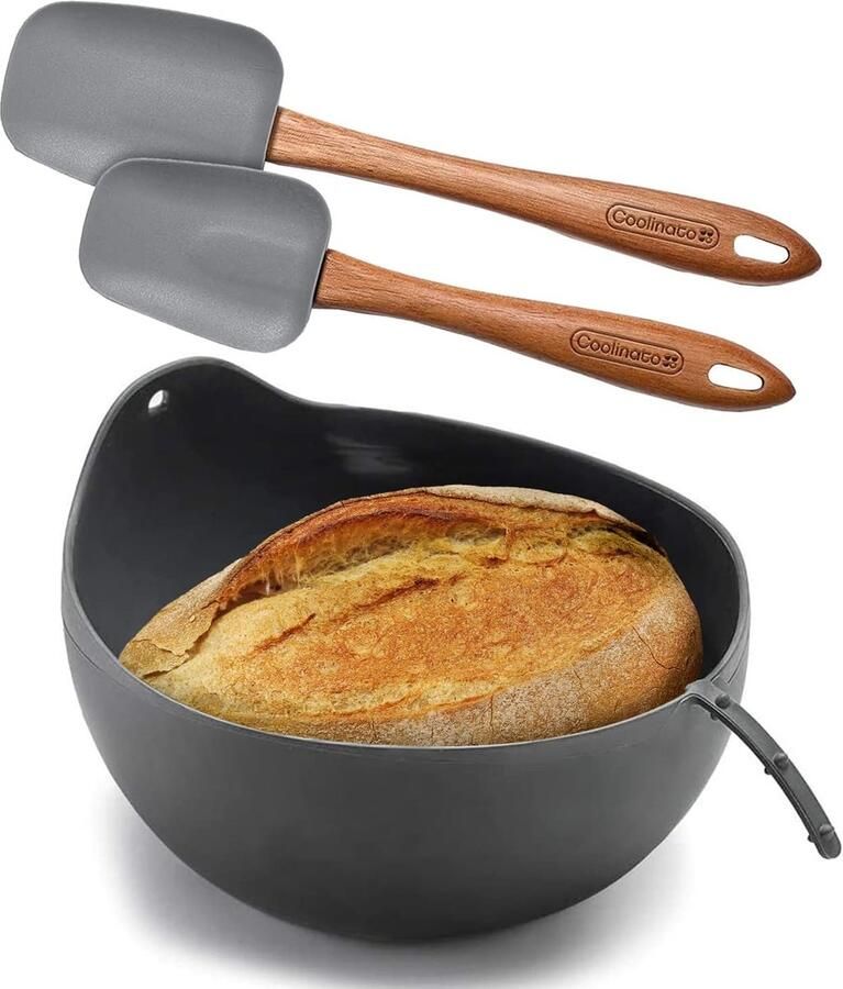 3-in-1 siliconen universele kom broodbakvorm voor het bakken mixen en stomen hittebestendig tot 230 °C incl. 2 kooklepels