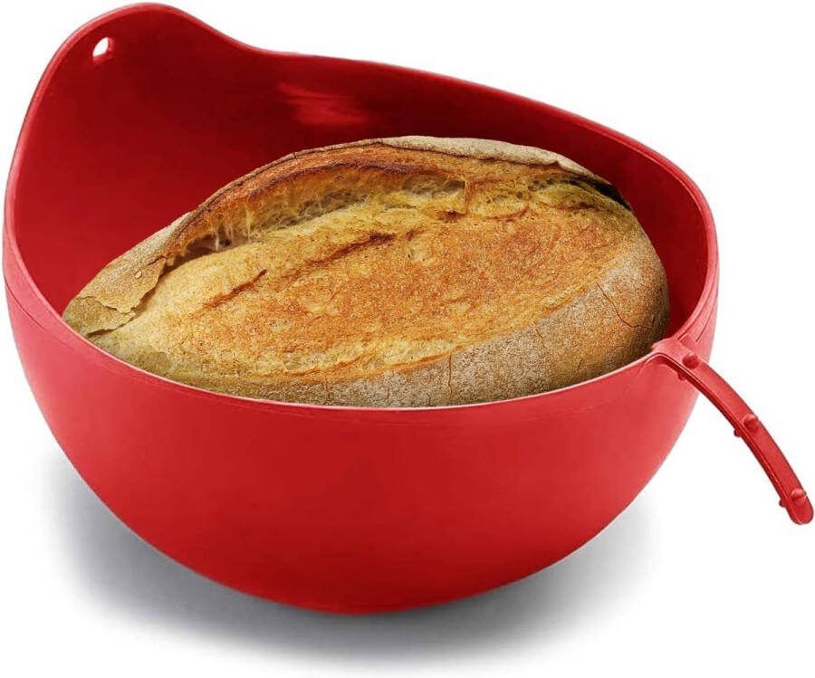 3-in-1 siliconen universele kom rood broodbakvorm voor bakken mixen en stomen hittebestendig tot 230 °C 24 cm