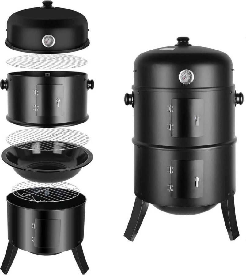 GUTEC 3-in-1 Smoker BBQ Rookoven Demontabel Rookton 3 Niveaus