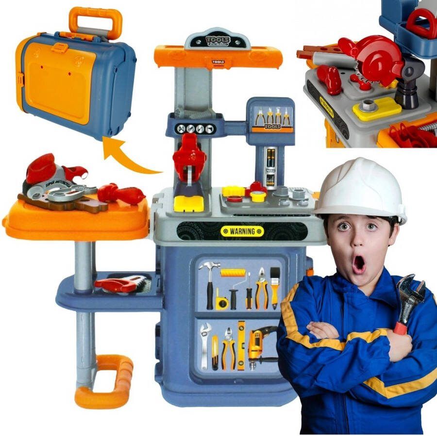 3-in-1 Werkbank met Gereedschap in een Rolkoffer 3+ MEGA CREATIVE