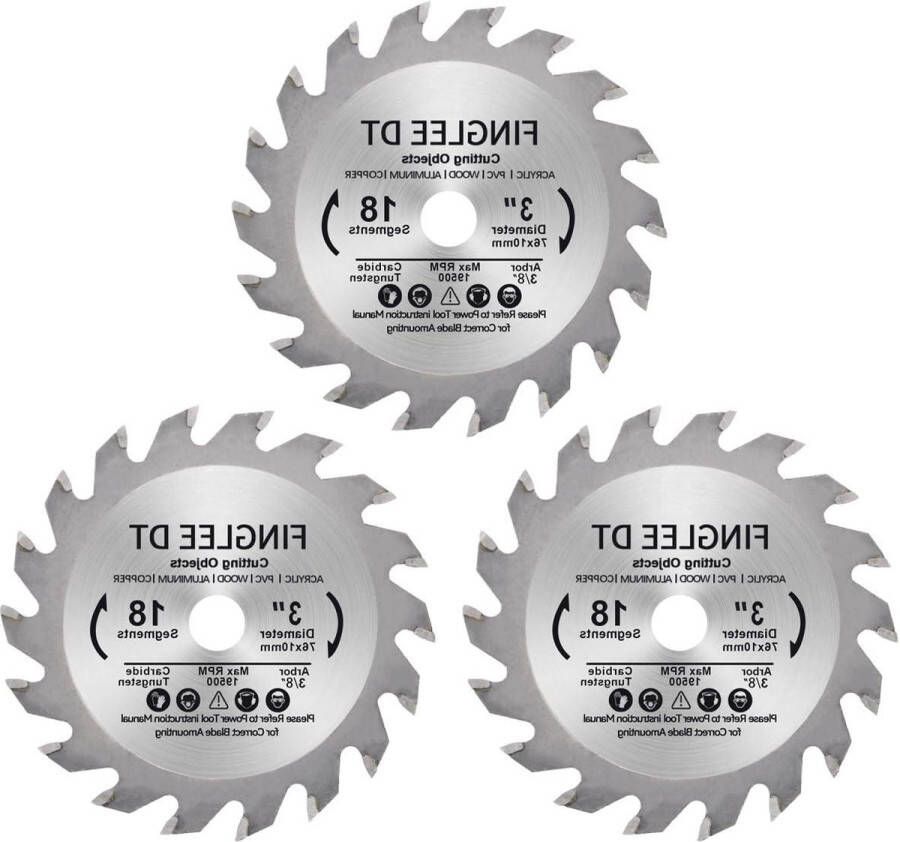 3 inch TCT cirkelzaagblad 18 tanden hout kunststof PCV acryl multiplex 3 8 doorn zaagblad voor precisie snijwerk