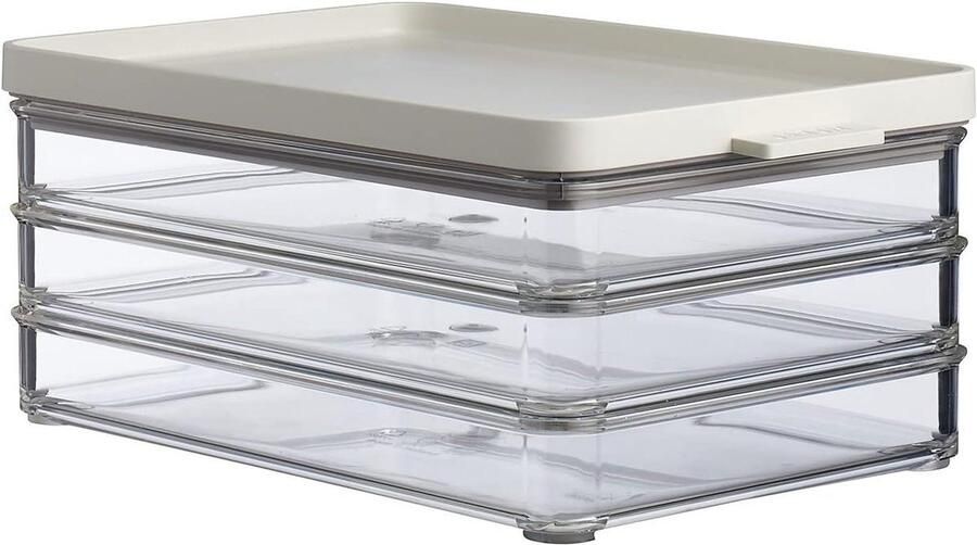 3-laags Koelkastdoos Omnia vleeswaren Nordic white met handvat vleeswaren doos