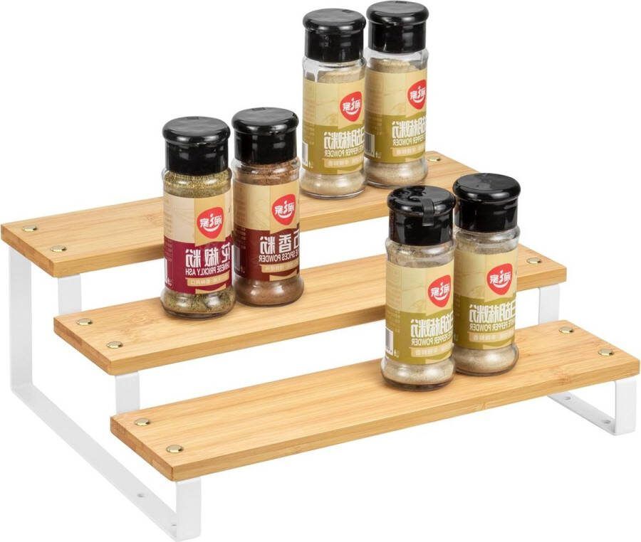 3-laags kruidenrek keukenkast organizer plank stapkruidenopberghouder voor keukenkast & voorraadkast Keukenkast organizer