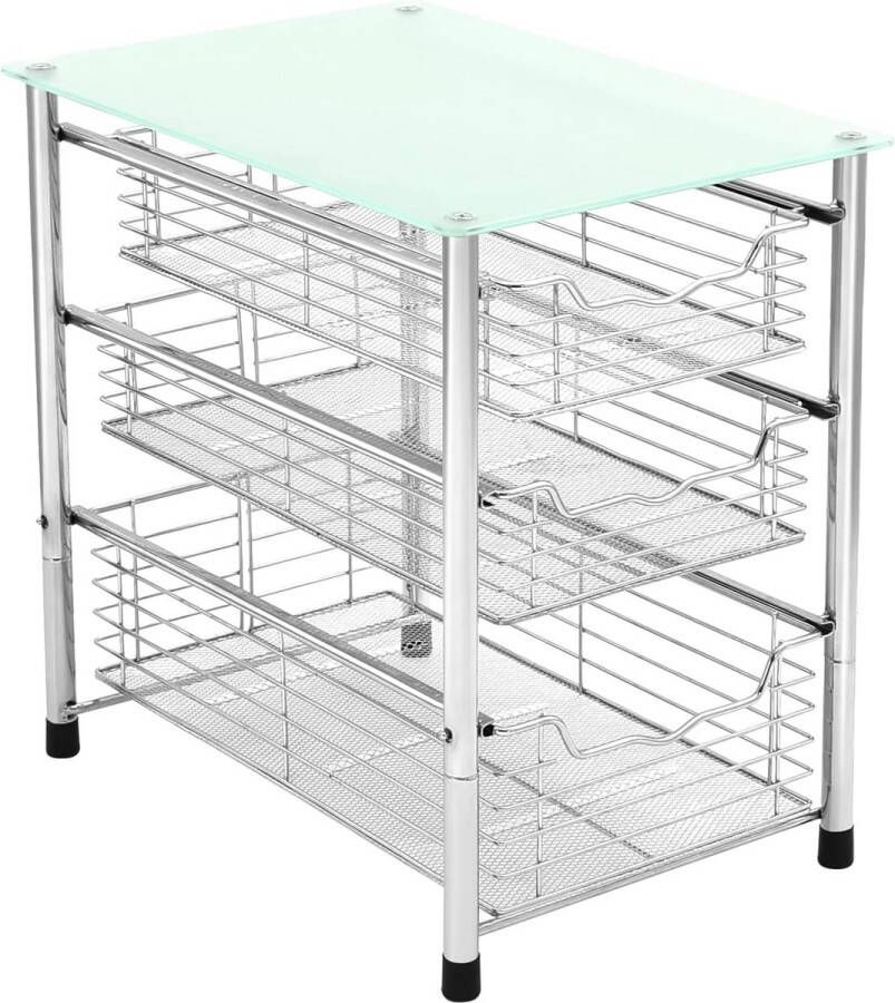 3-laags mandorganizerlade met roosterplanken van gehard glas voor kruidenrek werkblad keuken badkamer kantoor
