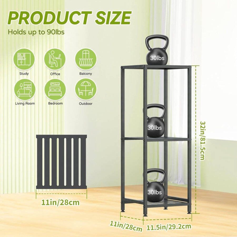 3-laags plantenstandaard hoog 82 cm metalen hoekplantenstandaards plank voor buiten meerdere planten gelaagde bloempot voetstuk tafelhouder plantenrek woonkamer patio zwart