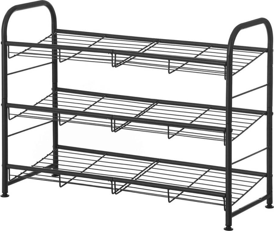 3-laags stapelbare schoenenopberger voor 12 paar zwart voor hoge hakken sneakers pantoffels 685x275x495 cm