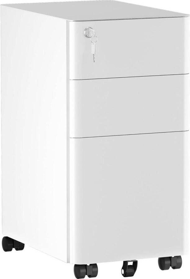 3-laden afsluitbare mobiele archiefkast voor thuiskantoor wit brief juridisch A4 30x45x61cm Ladeblok