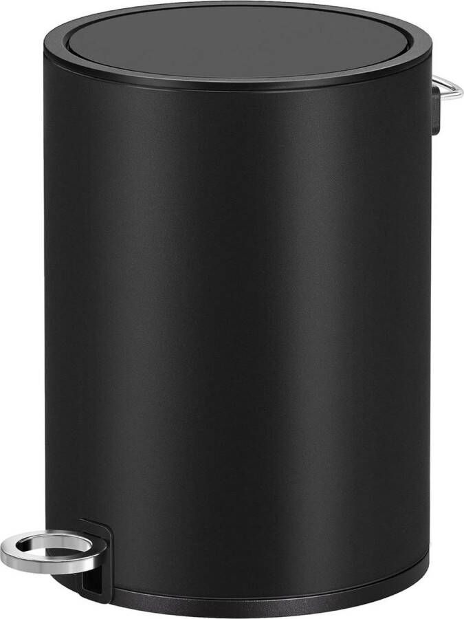 3 liter afvalbak badkamer softclose deksel uitneembare binnenbak zwart staal