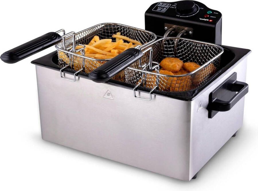 3 Manden 5 Liter Frituurpan met 2000 Watt Vermogen en Thermostaat tot 190 °C Anti-Oververhitting