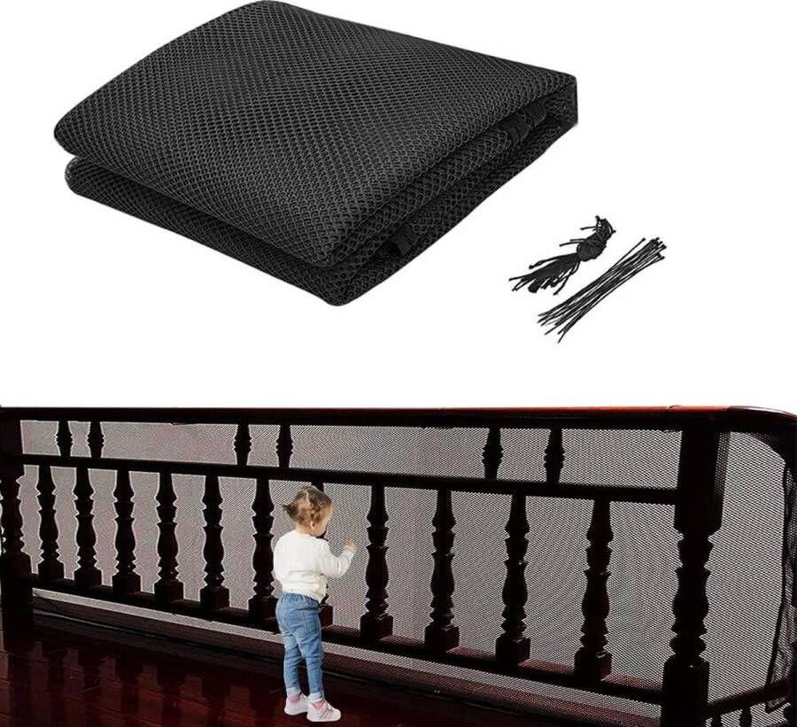 3 meter veiligheidsnet voor trapleuningen omheining net veiligheidsnet kinderen veiligheidsnet trap babybalkonnet zwart Omheining Net