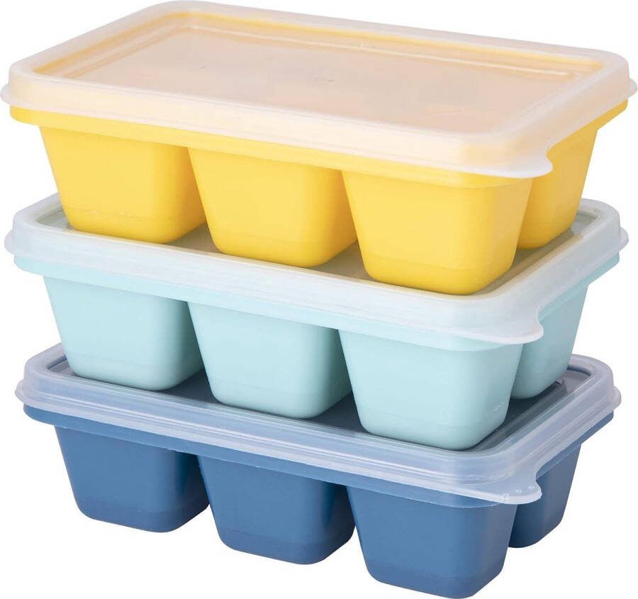3-pack Easy Release mini-siliconen ijsblokjesbakken met afneembare deksels perfect voor drankjes vriezer babyvoeding whisky en cocktails