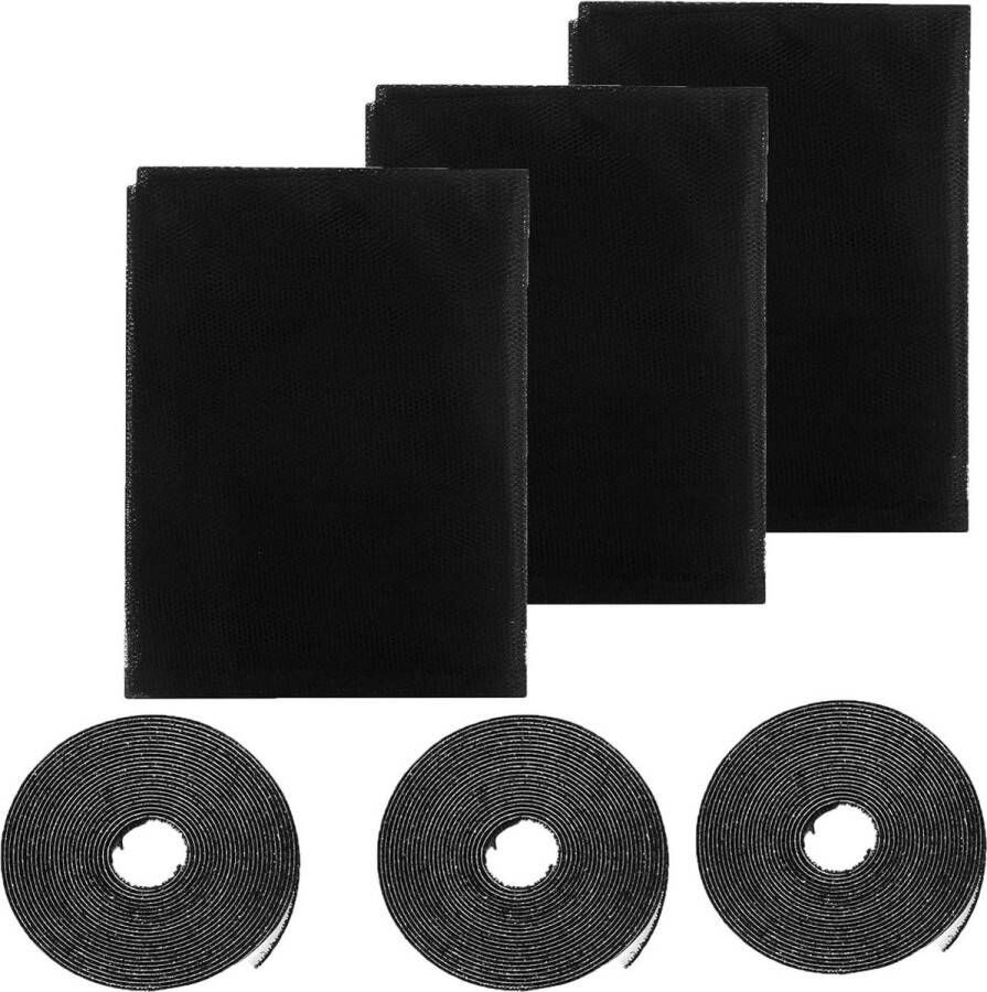 3-pack klamboe venster 15 x 2 m vliegenscherm insectengaas onzichtbaar venster verstelbaar raamscherm muggennet zelfklevende tape insecten zwart. Raamscherm