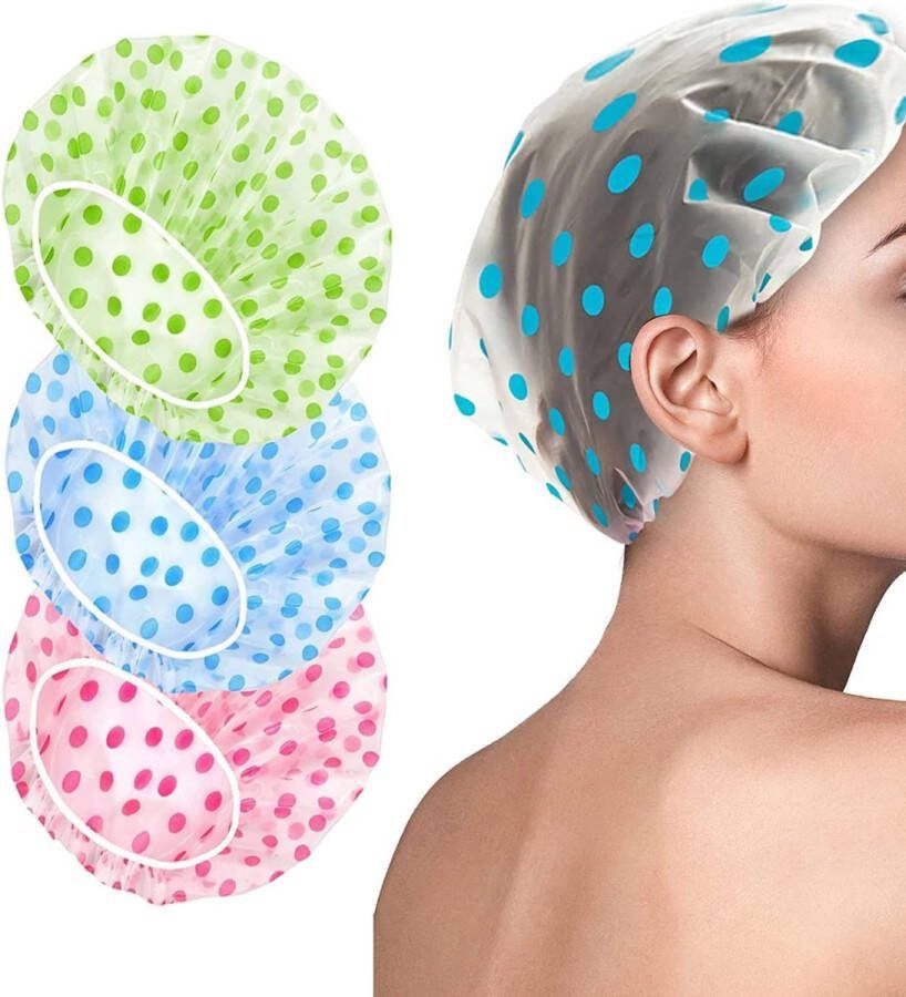 3-pack waterdichte herbruikbare douchemutsen elastische badmuts voor dames en heren ideaal voor thuisgebruik reizen spa's en kapsalons