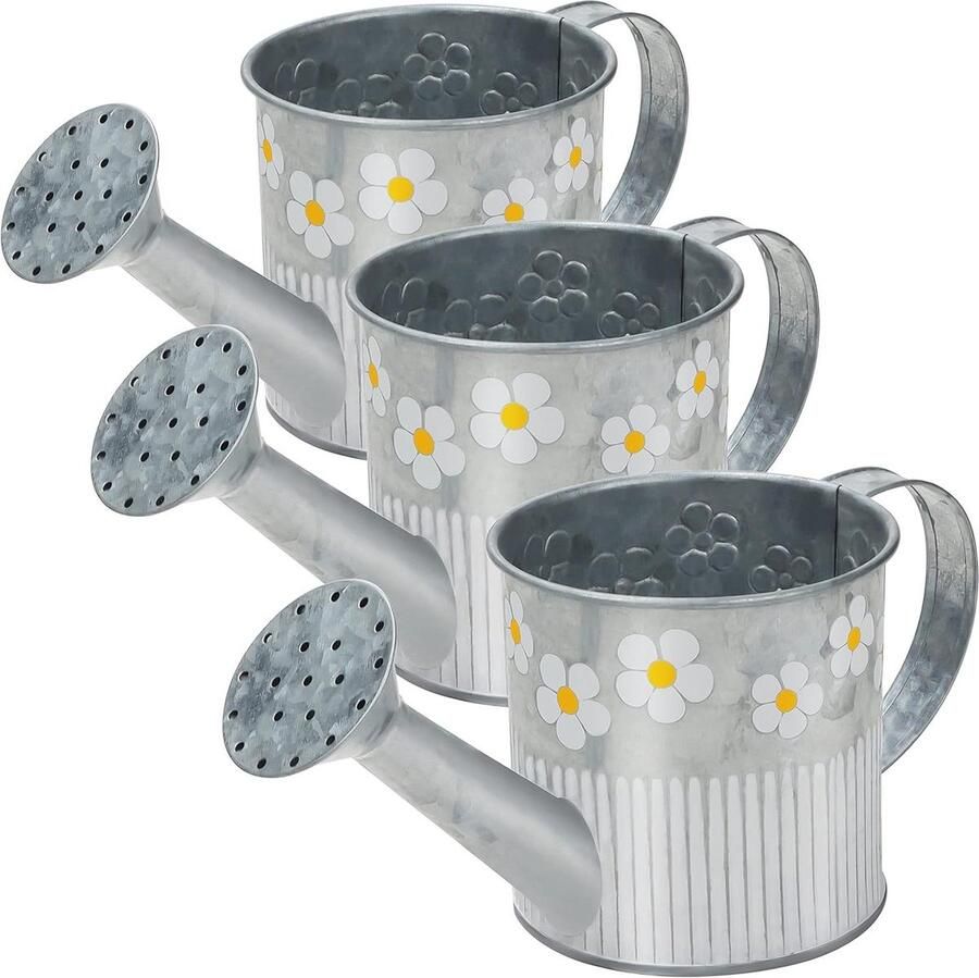 3 Pak Zilver Metalen Plantengieter Gegalvaniseerde Bloemen Kannen Vintage Decoratie 550 ml Binnen Buiten Gebruik Watering Can