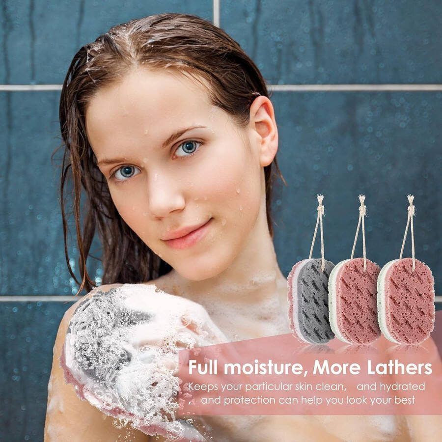 3 Pcs Bad Spons Voor Vrouwen Spons Loofah Body Scrubber Diepe Exfoliatie Douche Spons Voor Lichaam Grote Size Baden Spons Baden Accessoires