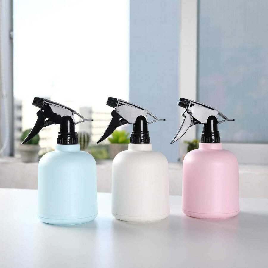 3-PCS Plastic Plant Mister Fijne Mist Spray Fles met Top Pomp Trigger Binnenplanten Gieter Waterverstuiver voor Bloemen Kruiden Planten Huis Tuin. Wit+Roze+Blauw (600ML)