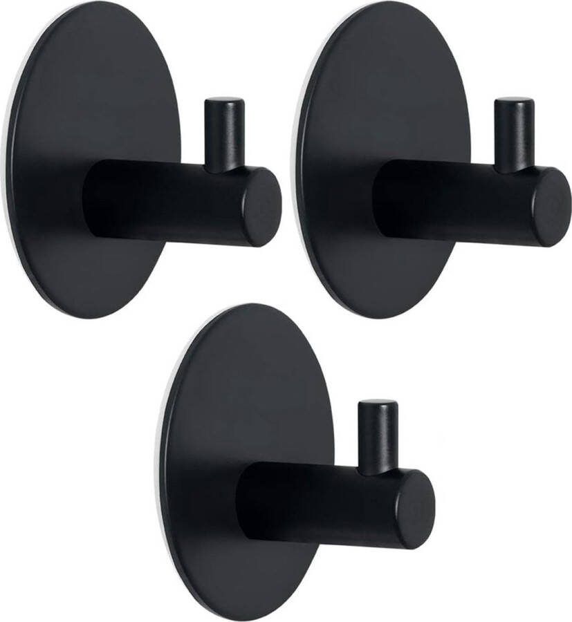 3 roestvrijstalen handdoekhaken zwart muurhaken zelfklevende haken handdoekenrek badkamerkledinghaken keuken- of badkamerhaken (accessoires)