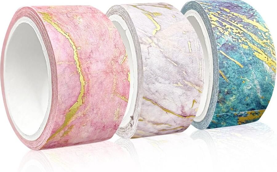 3 rollen washi tape set decoratieve tape kunstenaarstape gekleurde afplakband scrapbook tape modieuze veelzijdigheid en papieren tape voor dagboek doe-het-zelf handwerk(Marmerpatroon)