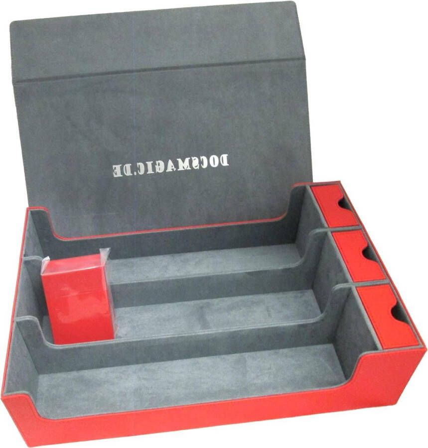 3-Row Trading Card Storage Box Red with Trays & Divider MTG PKM YGO