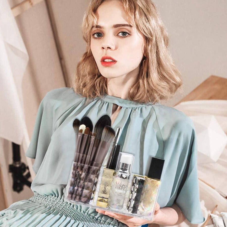 3 sleuven acryl make-up borstelhouder cosmetica-organizer voor eyeliners lippenstift kristallen opbergdoos voor badkamer slaapkamer kleedtafel make-up opbergdoos voor kantoor bureau