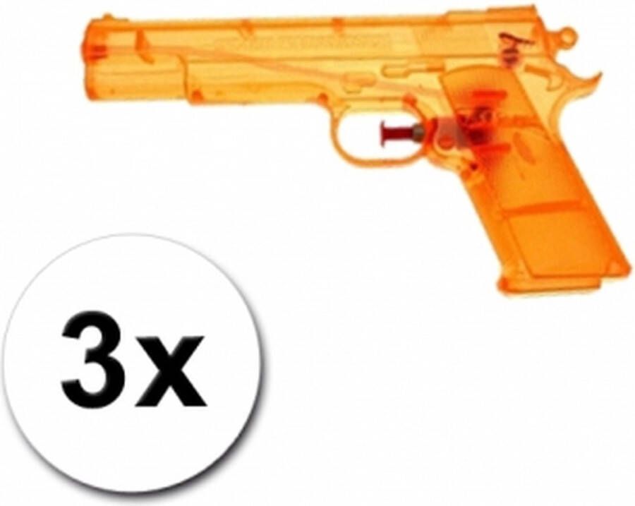 Merkloos 3 speelgoed waterpistolen oranje 20 cm Waterpistolen