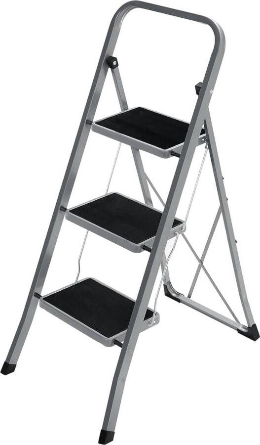 3-sporten ladder vouwladder sportbreedte 20 cm antislip rubber met handvat draagvermogen 150 kg