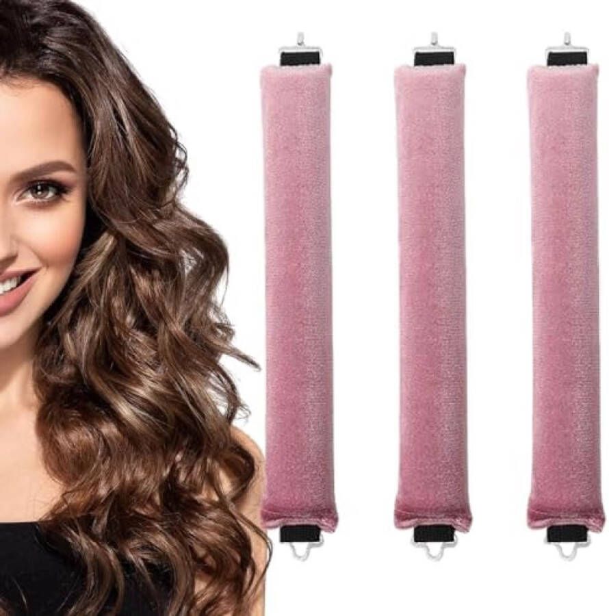 3 STKS Slaap In Hitteloze Haar Krulspelden Geen Warmte Krultang Roller voor Lang Medium Haar 'S Nachts Warmteloze Krullen Krulstaaf voor Grote Golven Zachte Fluwelen Dikke Flexi Staven met Haak