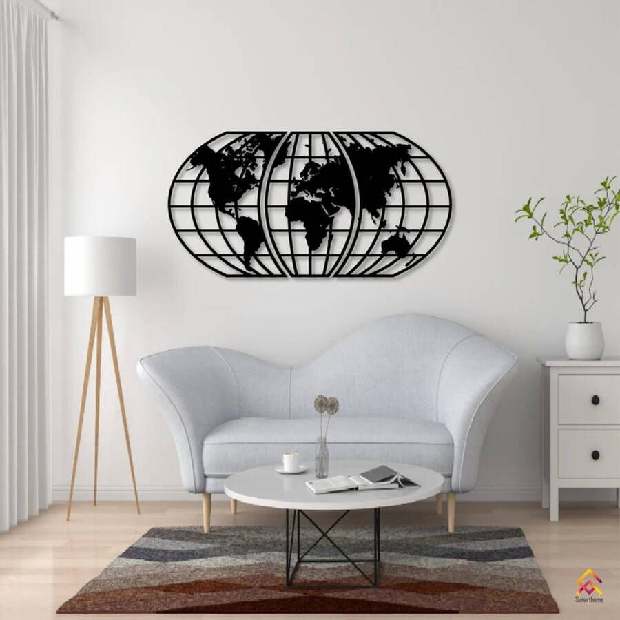 3 stucks wereldkaart modern deco muurdecoratie Wanddecoratie Zwart Houten art Muurdecoratie Line art Wall art Bohemian Wandborden Woonkamer