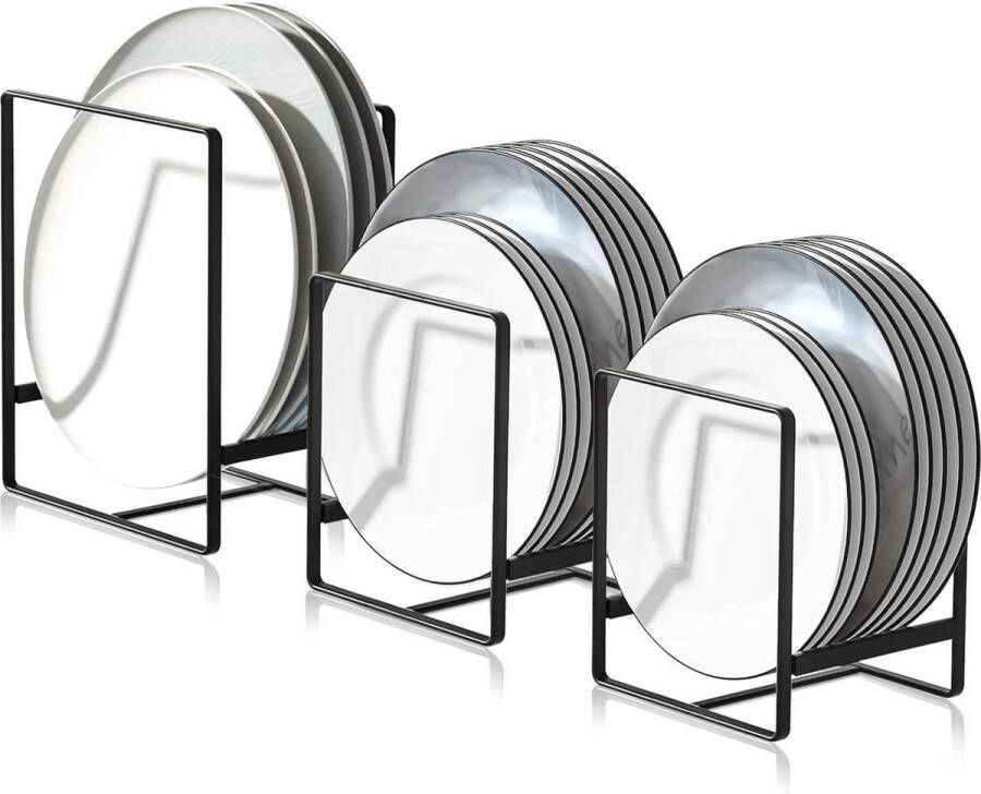 3 stuks bordenhouders afdruiprek servies metaal multifunctionele organizer keukenkast opbergplaten servies en pannendeksels