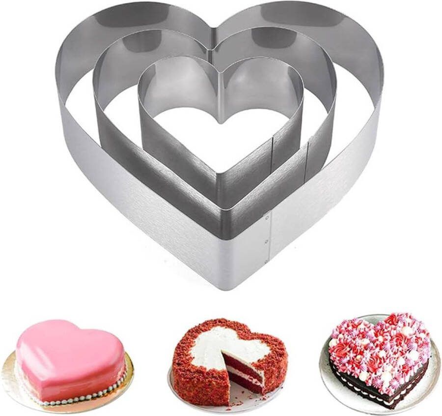3 stuks hartvormige bakvorm hartvormige bakvorm harttaartring roestvrijstalen taartvorm hart voor taartdecoratie koekjes bakaccessoires sandwichcake taartring hoog 4 5 cm diameter 10 15 20 cm