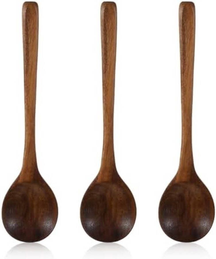 3 stuks houten lepels om te koken houten kookgerei 17 5 cm houten kooklepels grote houten kooklepels voor mixen roeren bakken mengen serveren en proeven