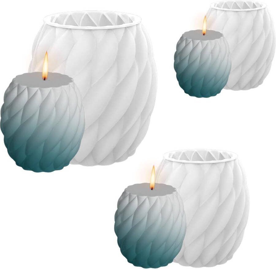 3 stuks kaarsvormen om te gieten 3 maten spiraal ronde kaarsvorm siliconen vorm 3D epoxyhars vormen siliconen kaarsenhouder voor doe-het-zelf aromatherapie kaarsen maken benodigdheden